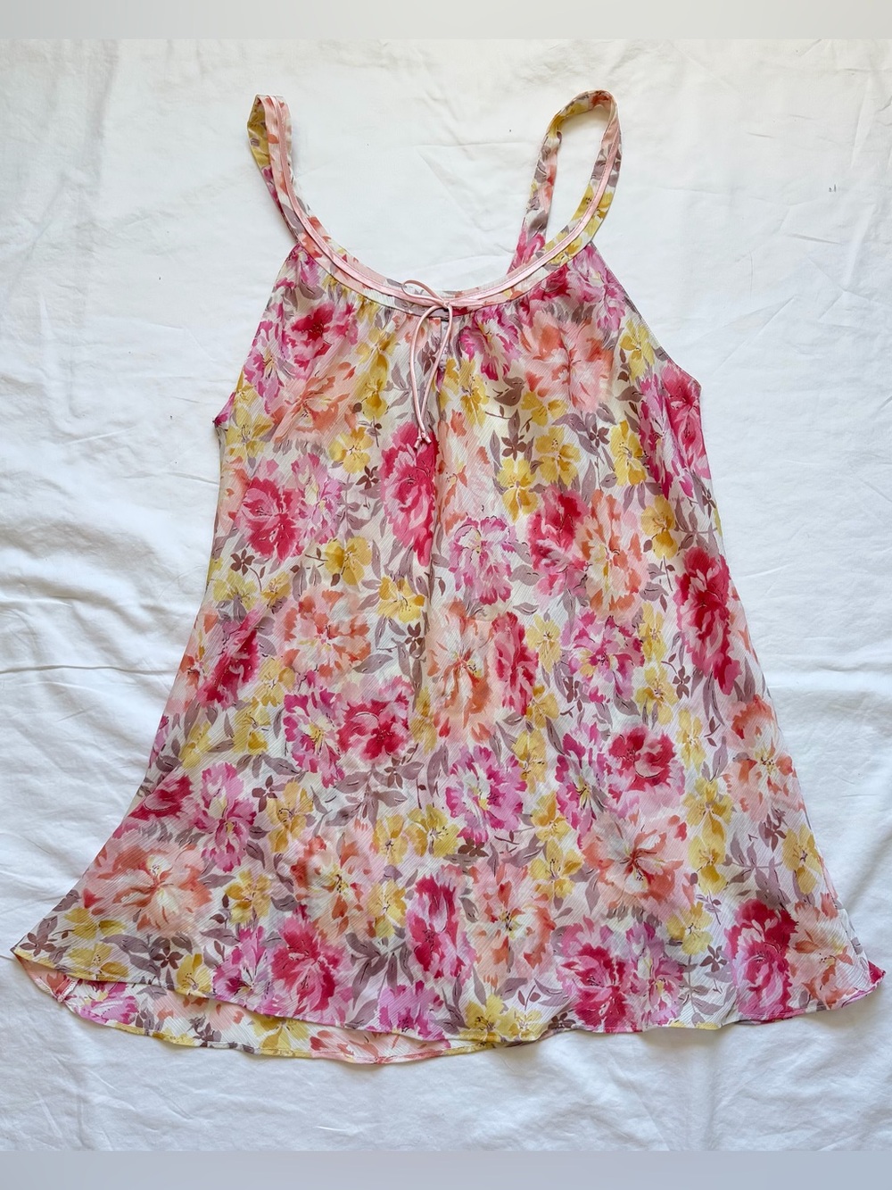 Oscar De La Renta Pink Label y2k Floral Babydoll Slip Chemise